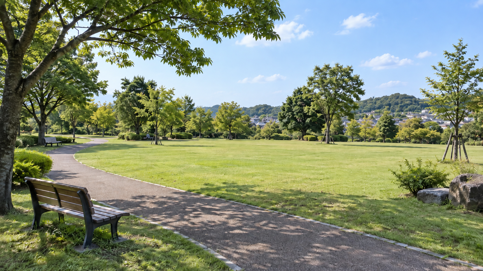 ハイテク記念公園をイメージした緑豊かな公園風景